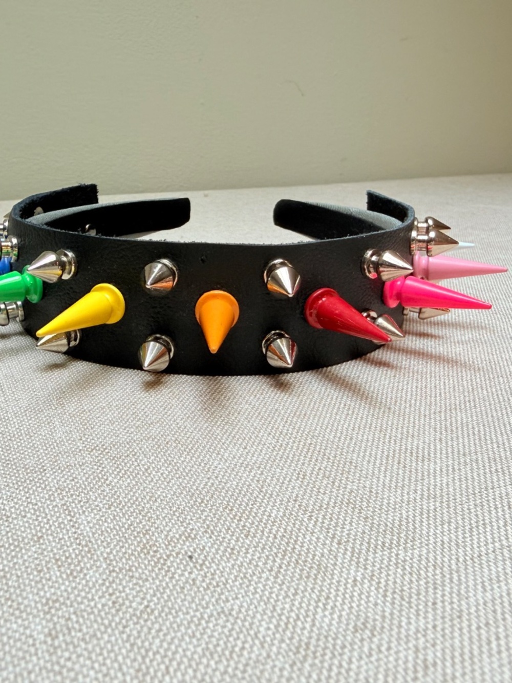 Rainbow Spiked LGBTQ Goth Punk Headband - Picture 3 of 8